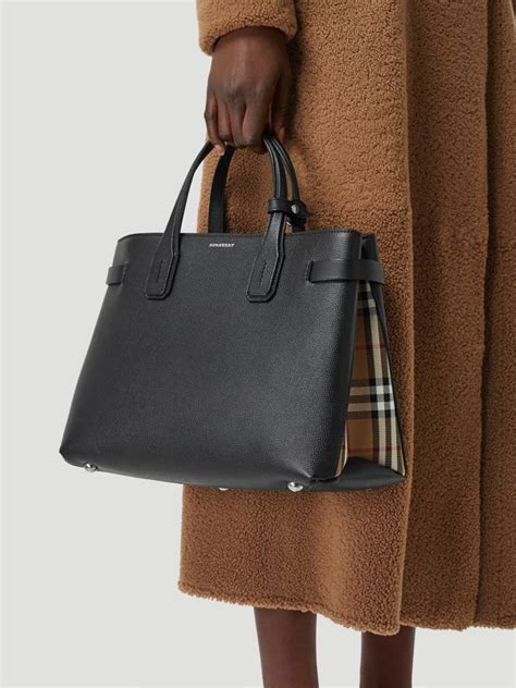 Burberry Medium Banner House Check Leather Tote 